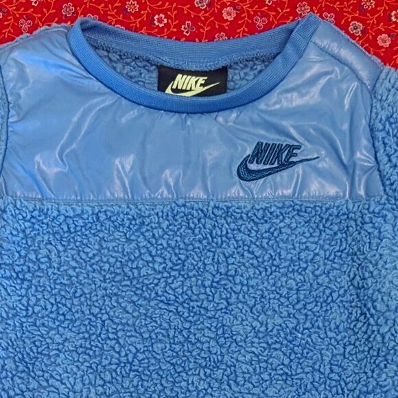 Nike Fleece Puffer Pullover Jacket Purple Blue Periwinkle Unisex 18M Sweatshirt - Picture 2 of 5